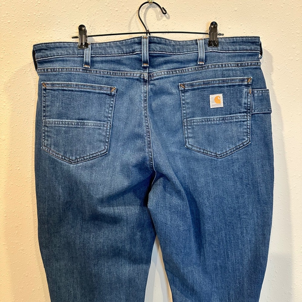 Carhartt Jeans Women 18 Tall Blue Relaxed Straight Leg Utility Workwear Denim - Picture 12 of 16